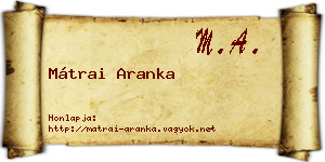 Mátrai Aranka névjegykártya